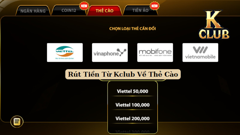 Rút Tiền Từ Kclub Về Thẻ Cào